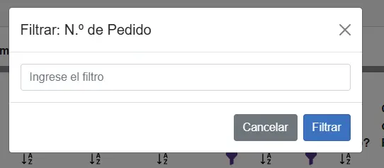 Pantalla para filtrar pedidos de envío por cliente y fecha
